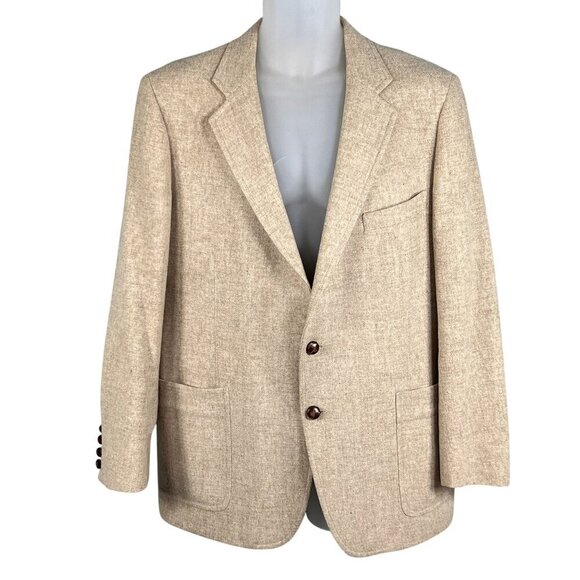 Peter England Men 46R Wool Blazer Suede Elbow Patches Button Detail Quiet Luxury - Picture 2 of 16